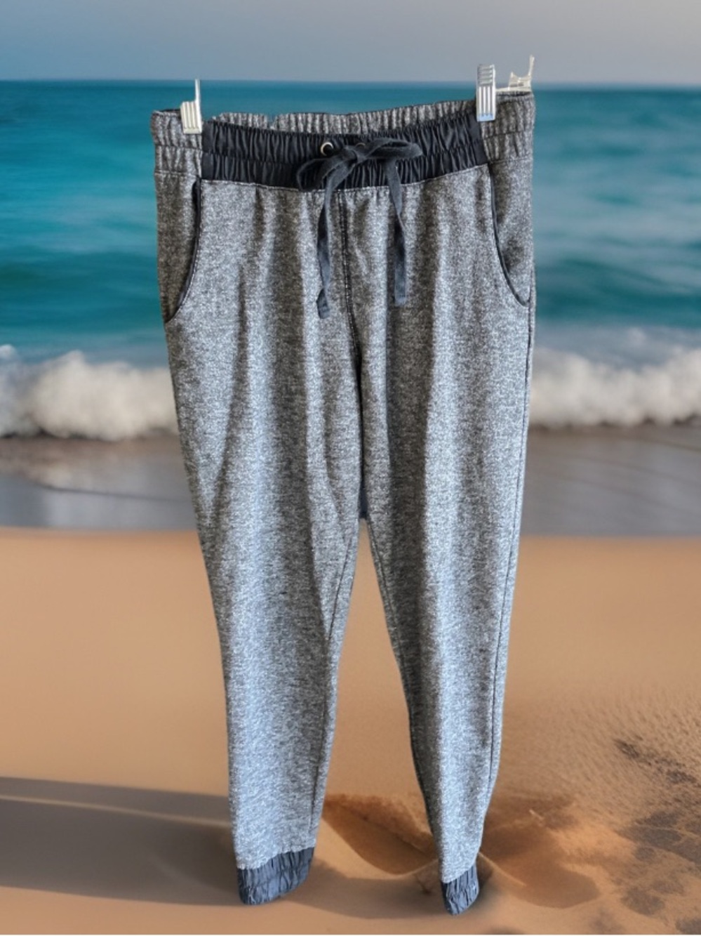 Miss Posh Joggers Black Heather Sweatpants Elastic Drawstring Waist Womens Small